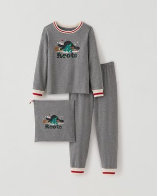 Roots Toddler Holiday Cooper PJ Set in Grey Mix