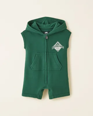 Roots Baby Beaver Canoe Romper in Forest Green