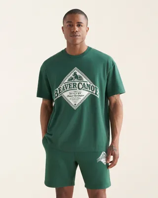 Roots Men's Beaver Canoe Relaxed T-Shirt in Forest Green