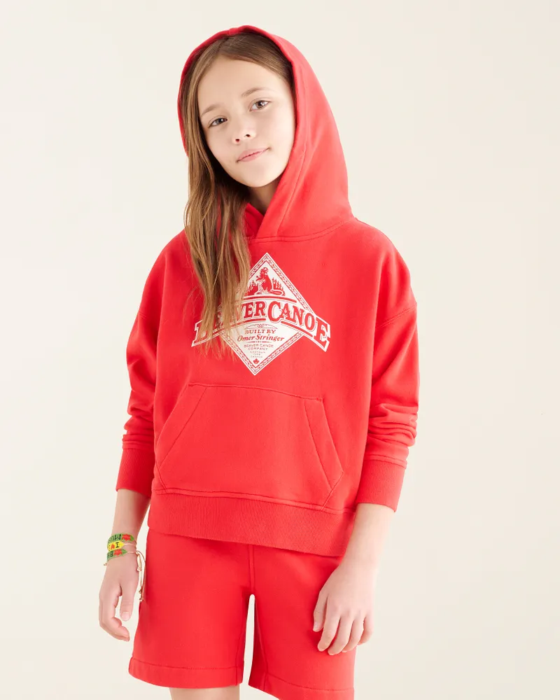 Roots Kids Beaver Canoe Relaxed Hoodie Jacket in Jam Red