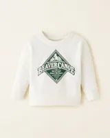 Roots Baby Beaver Canoe Relaxed Crew Sweatshirt in Egret