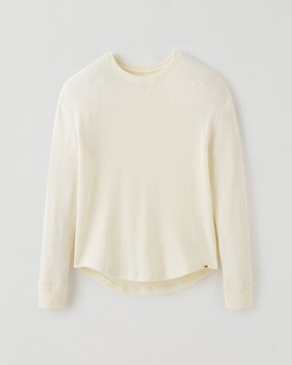 Roots Waffle Long sleeve Top in Pristine White