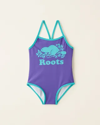 Roots Toddler Girl's Cooper One Piece Swimsuit in Deep Violet