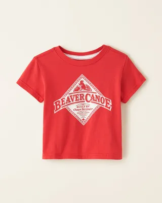 Roots Baby Beaver Canoe Relaxed T-Shirt in Jam Red