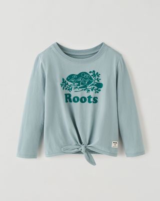 Roots Toddler Girl's Winter Cooper Tie T-Shirt in Alpine Blue