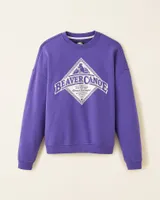 Roots Beaver Canoe Relaxed Crew Sweatshirt Gender Free in Deep Violet