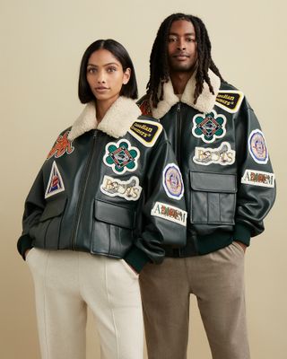 Roots X Adidem Asterisks Bomber Jacket in Forest Green