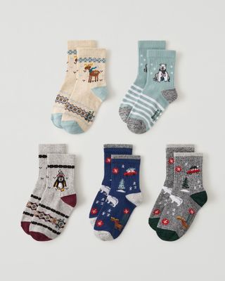 Roots Kid Winter Sock 5 Pack in Grey Mix