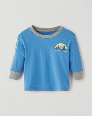 Roots Baby Play Graphic T-Shirt in Pacific Coast Blue