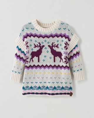 Roots Baby Fair Isle Sweater Dress in White Mix