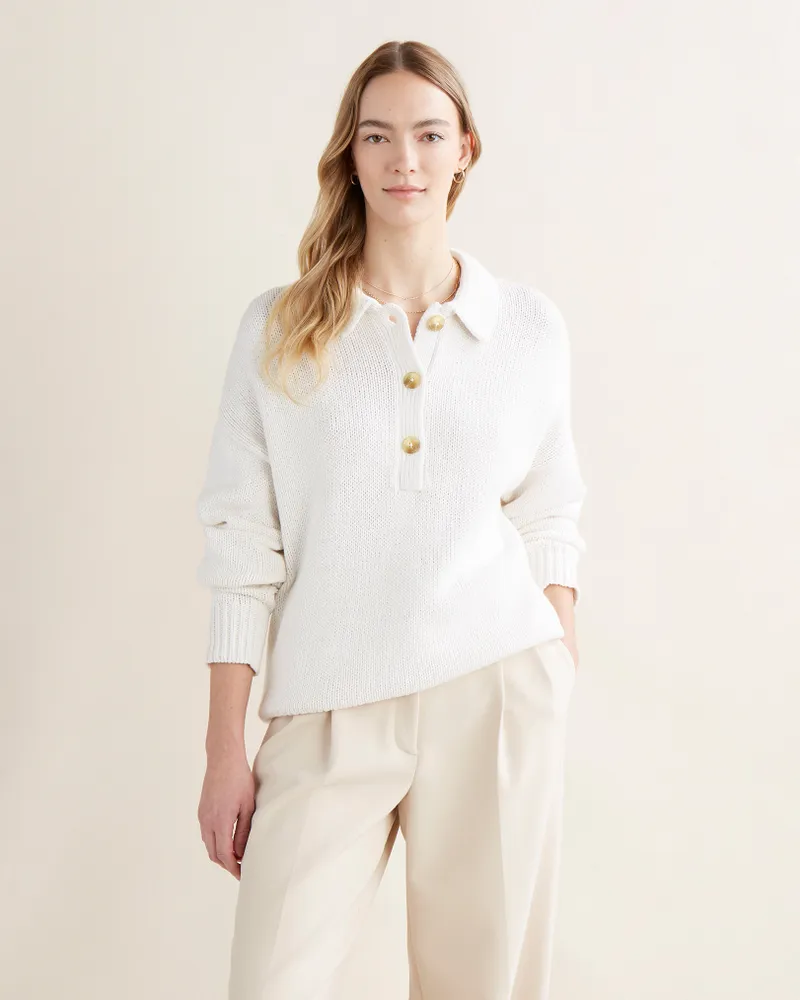 Roots Elora Polo Sweater Shirt in Ivory | Halifax Shopping Centre