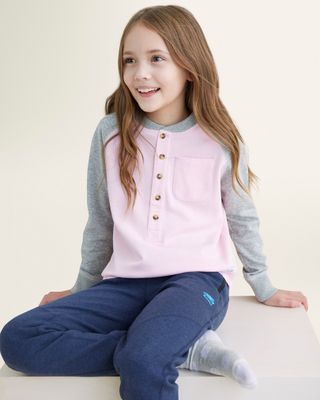 Roots Kids Play Henley Jacket in Lilac Bloom