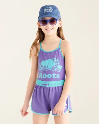 Roots Girl's Cooper One Piece Swimsuit in Deep Violet