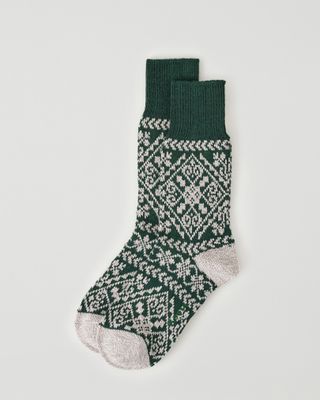 Roots Adult Fair Isle Sock in Varsity Green