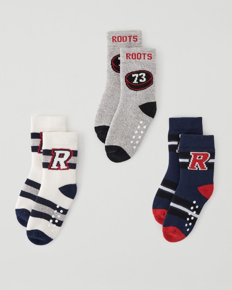 Roots Toddler Hockey Sock 3 Pack in Navy Blazer