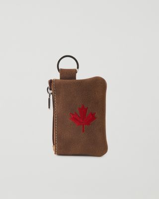 Roots Maple Leaf Top Zip Pouch Tribe in Natural
