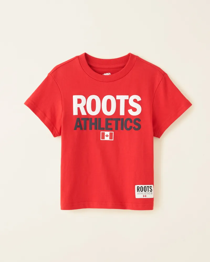 Roots Toddler Athletics T-Shirt in Jam Red