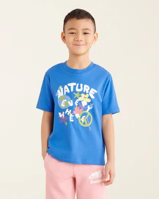 Roots Kids Nature Club Graphic T-Shirt in Oxford Blue
