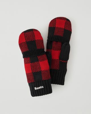 Roots Kid Park Plaid Flip Mitt in Cabin Red