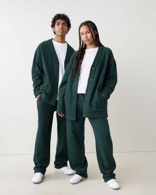 Roots One Open Bottom Sweatpant Gender Free in Green Shadow