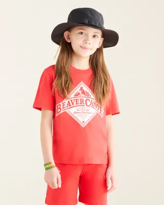 Roots Kids Beaver Canoe Relaxed T-Shirt in Jam Red