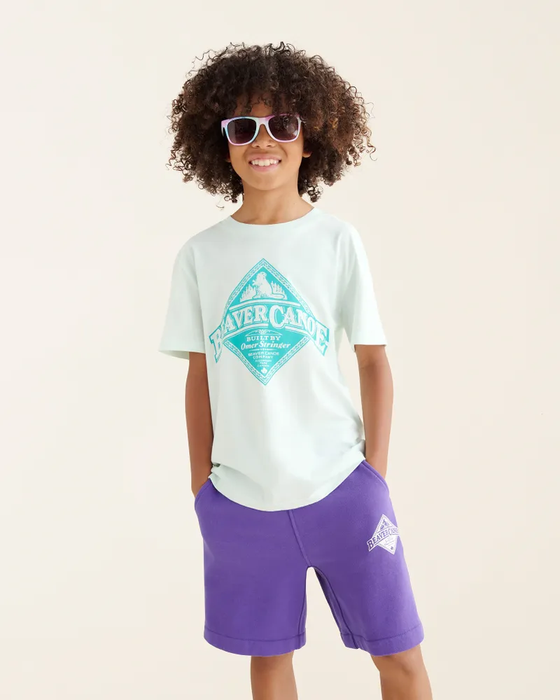 Roots Kids Beaver Canoe Relaxed T-Shirt in Turquoise Mist