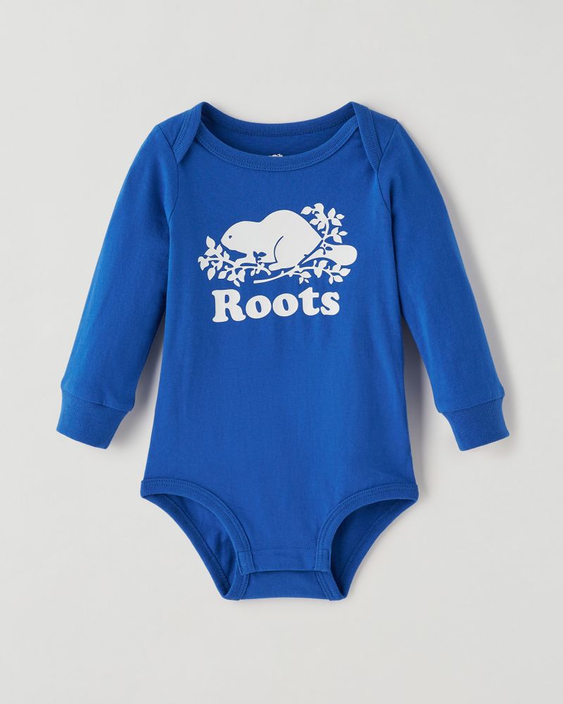 Roots Baby Organic Cooper Beaver Bodysuit in Oxford Blue