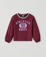 Roots Toddler Girl's Athletics Club Blouson T-Shirt in Maroon