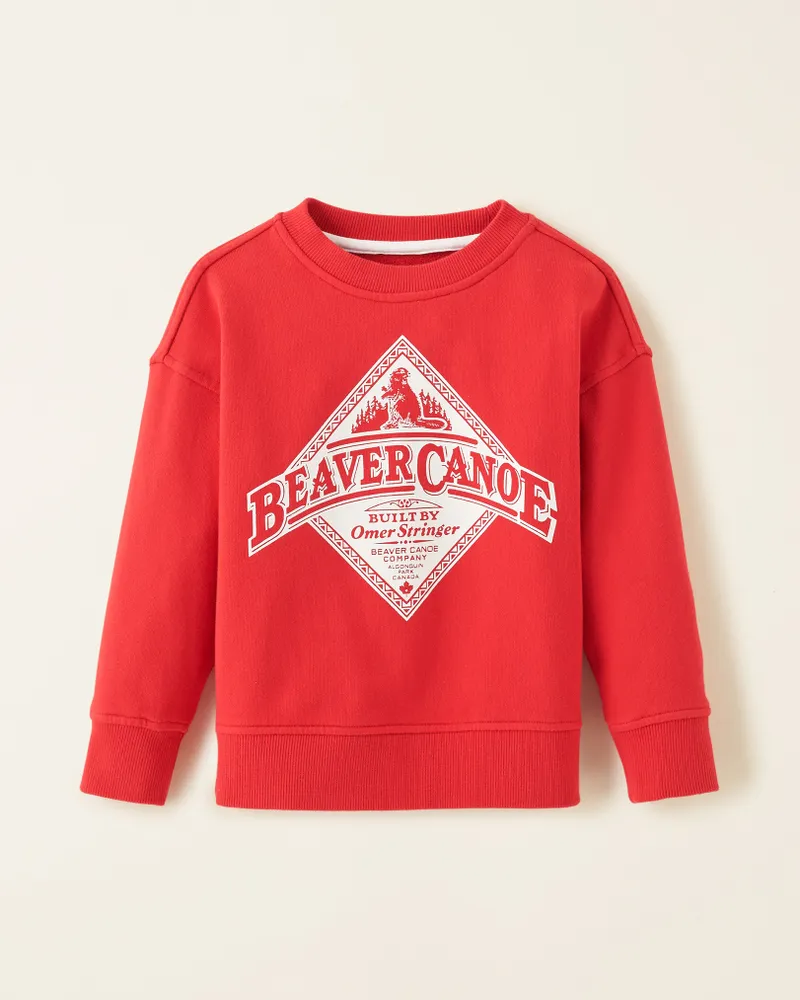 Roots Toddler Beaver Canoe Relaxed Crew Sweatshirt in Jam Red