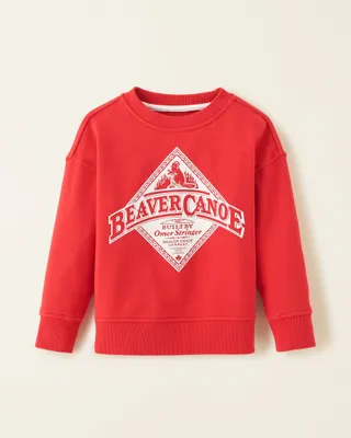 Roots Toddler Beaver Canoe Relaxed Crew Sweatshirt in Jam Red