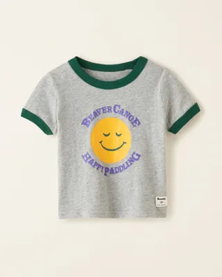 Roots Baby Beaver Canoe Ringer T-Shirt in Grey Mix