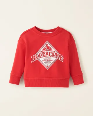 Roots Baby Beaver Canoe Relaxed Crew Sweatshirt in Jam Red