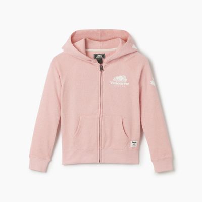 Roots Girl's Vancouver Ski City Full Zip Hoodie in Dusty Blush