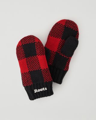 Roots Toddler Park Plaid Mitten in Cabin Red