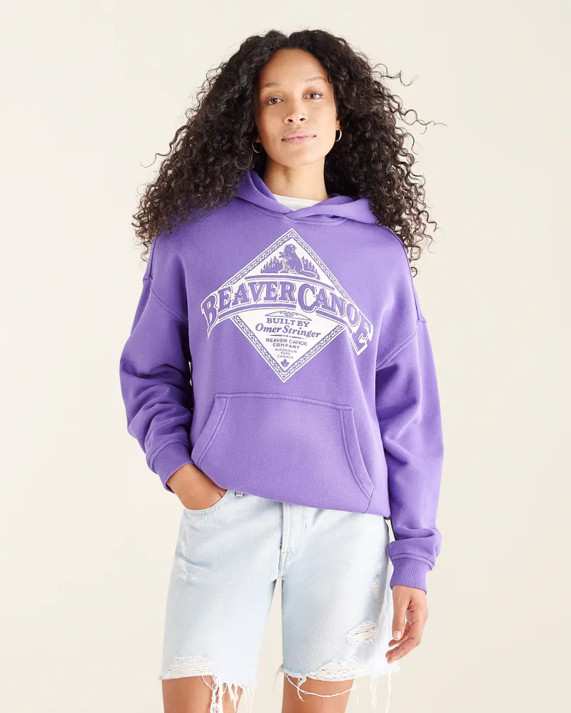 Roots Beaver Canoe Relaxed Hoodie Gender Free in Deep Violet