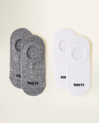 Roots Adult No Show Sock 2 Pack in Salt/Pepper