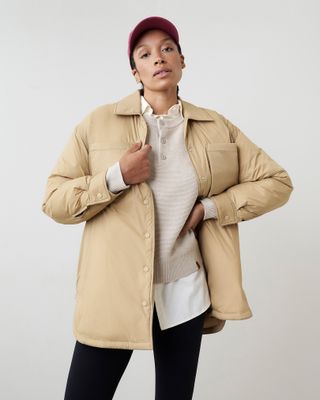 Roots Coaches Shacket Jacket in Biscotti Tan