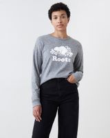 Roots Women's Organic Cooper Beaver Long Sleeve T-Shirt in Salt/Pepper