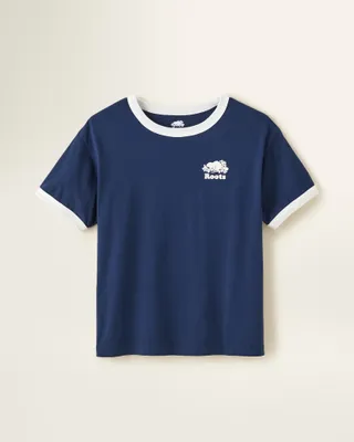 Roots Women's Relaxed Cooper Ringer T-Shirt in True Navy