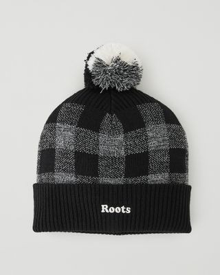 Roots Kid Park Plaid Toque Hat in Salt/Pepper