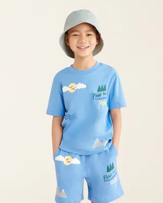 Roots Kids Nature Club T-Shirt in Pacific Coast Blue