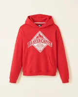 Roots Beaver Canoe Relaxed Hoodie Gender Free in Jam Red