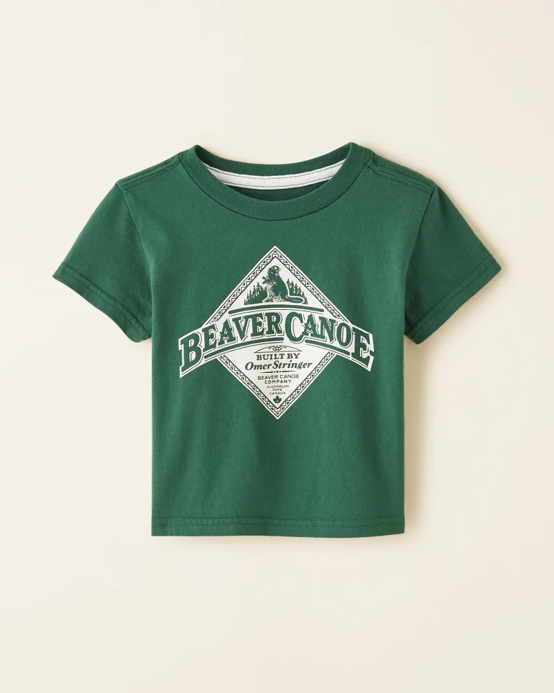 Roots Baby Beaver Canoe Relaxed T-Shirt in Forest Green