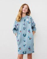 Roots Girl's Cozy Henley Dress in Stormy Sea