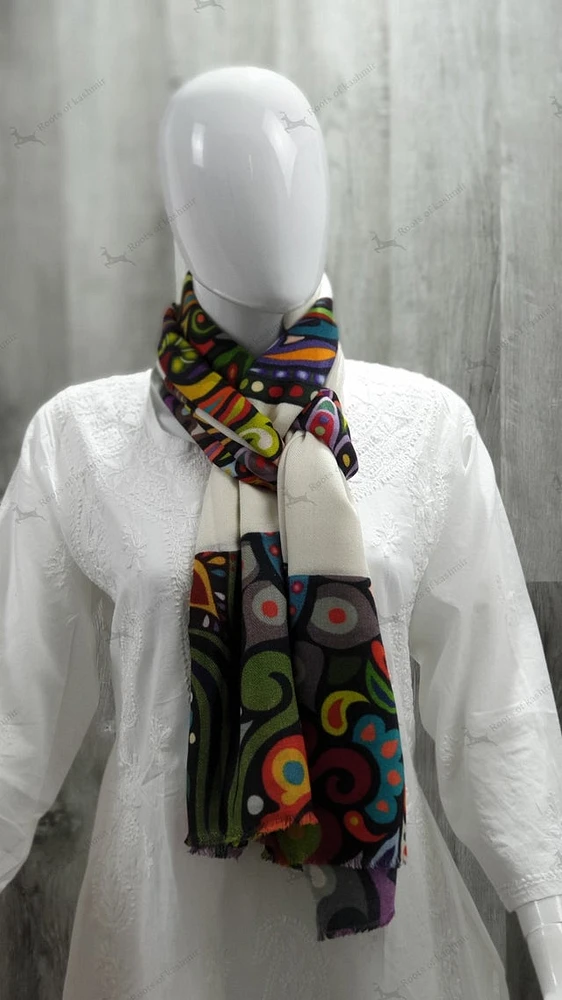 Cashmere Horse White Shawl