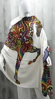 Cashmere Horse White Shawl
