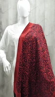 Cashmere Stole with Ari hand Work ( similar to crewel work ) Handmade