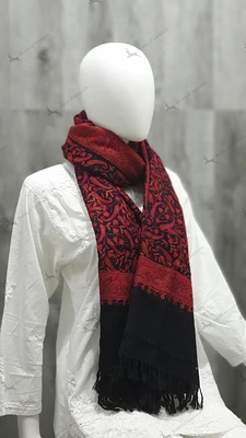 Cashmere Stole with Ari hand Work ( similar to crewel work ) Handmade