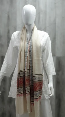 Pure Pashmina Stole Sozni Hand Embroidered calligraphy (ONE OF A KIND) Active