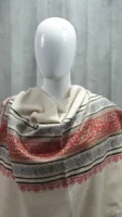 Pure Pashmina Stole Sozni Hand Embroidered calligraphy (ONE OF A KIND) Active